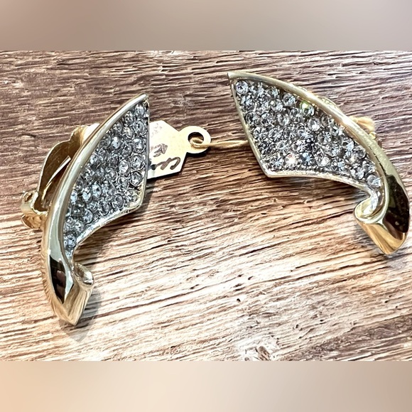 Vintage 80s rhinestone clip on earrings - Picture 1 of 5